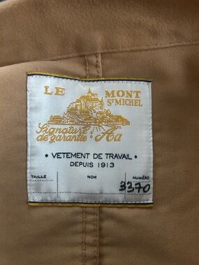 Le Mont St Michel Tan Work Jacket - Gold & Tan Label and Laboureur